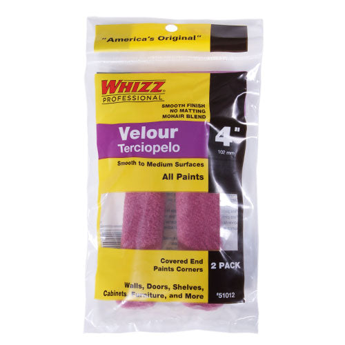 Whizz 4" Purple Velour Roller Cover - 2 PACK